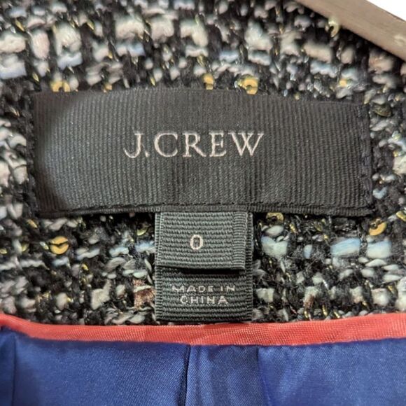 J. Crew Belle Sequin Tweed Jacket Women's Size 0 H2293 Black/White - Picture 9 of 11